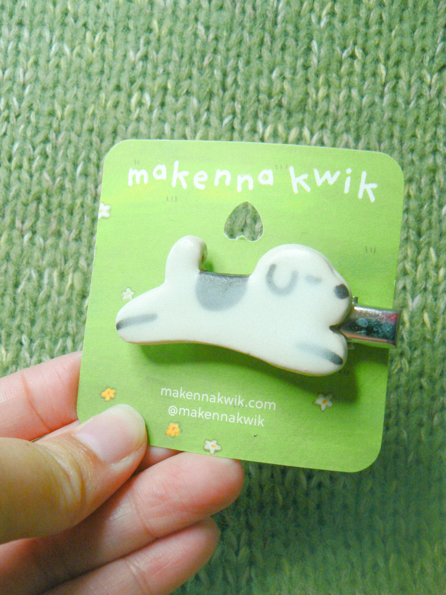 Ceramic Hair Clip - Jumping Dog