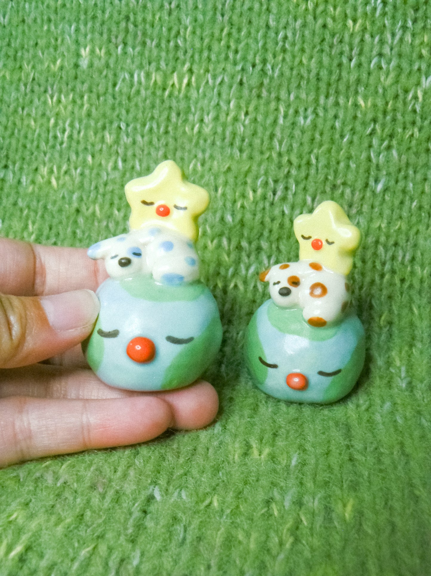 Star and Doggy and Earth Stack Ceramic Figurine