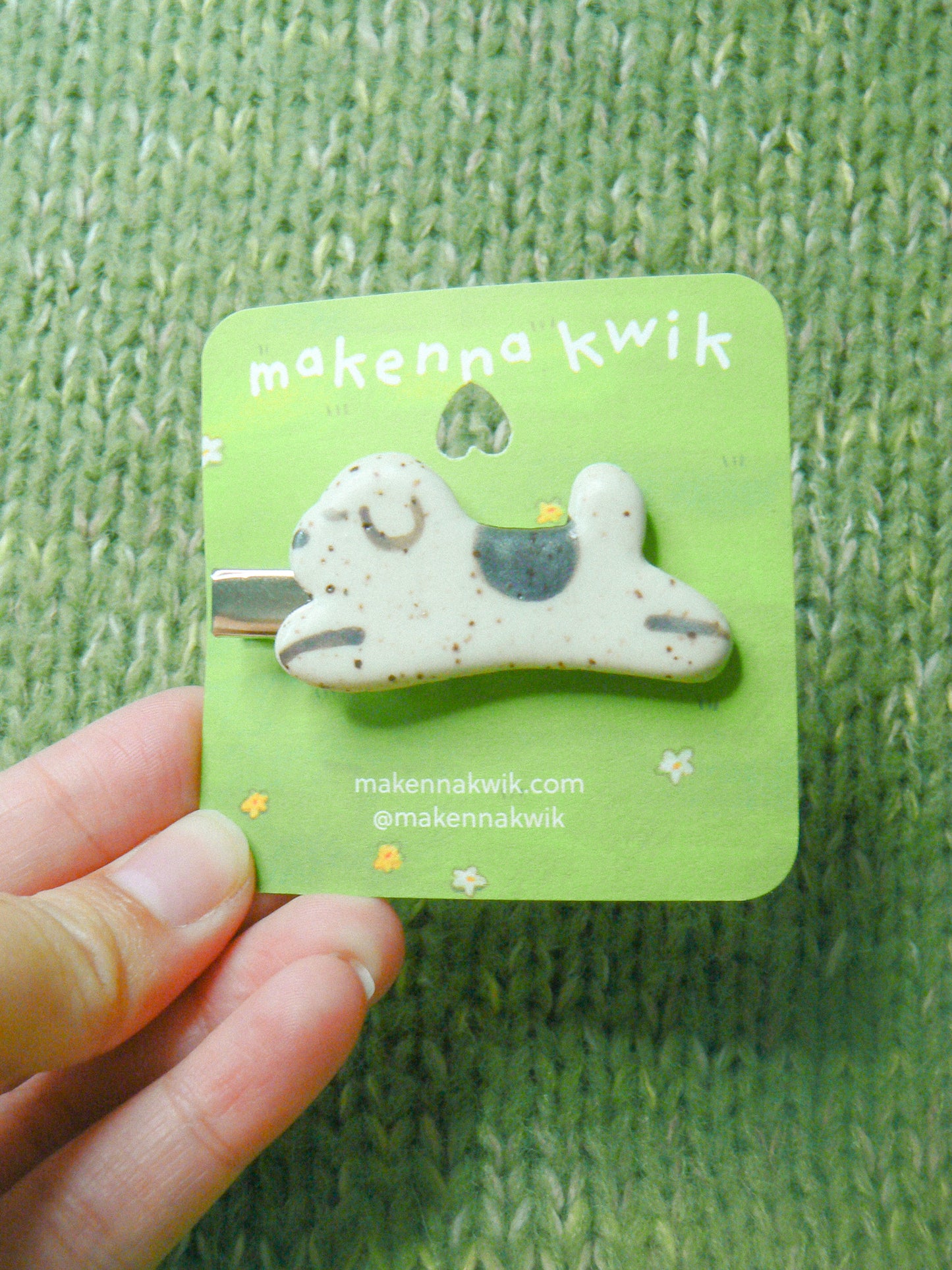 Ceramic Hair Clip - Jumping Dog