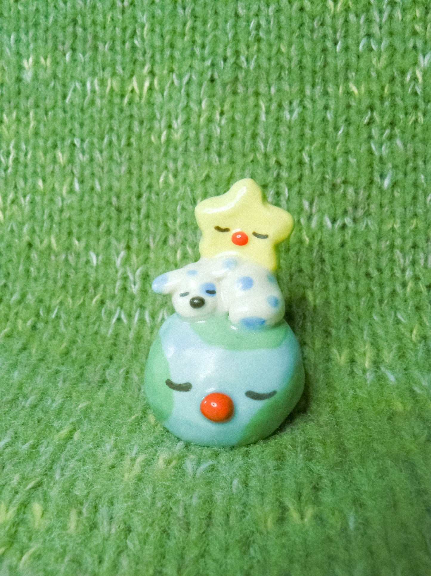 Star and Doggy and Earth Stack Ceramic Figurine
