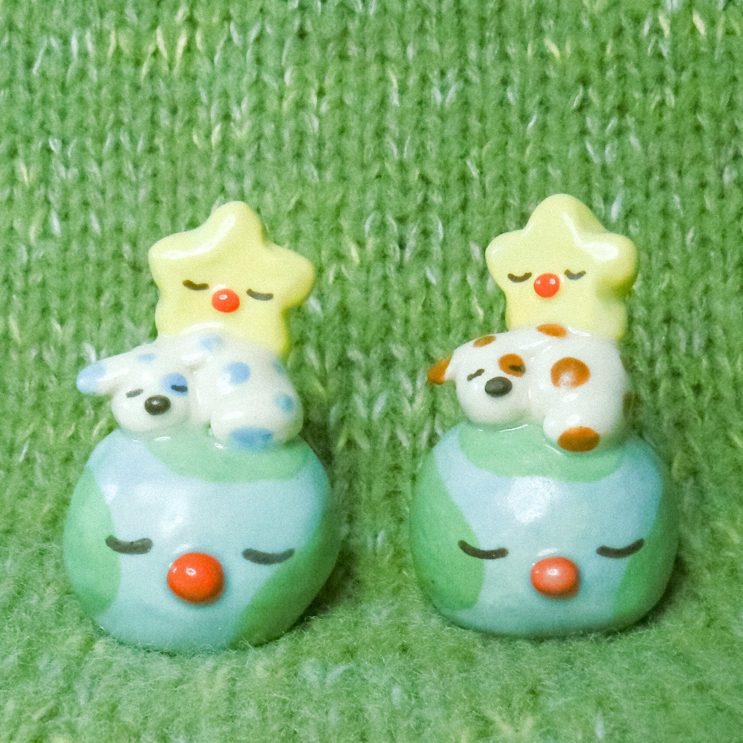 Star and Doggy and Earth Stack Ceramic Figurine