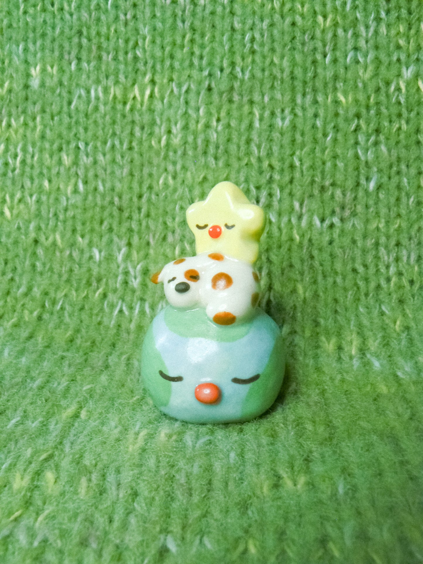 Star and Doggy and Earth Stack Ceramic Figurine