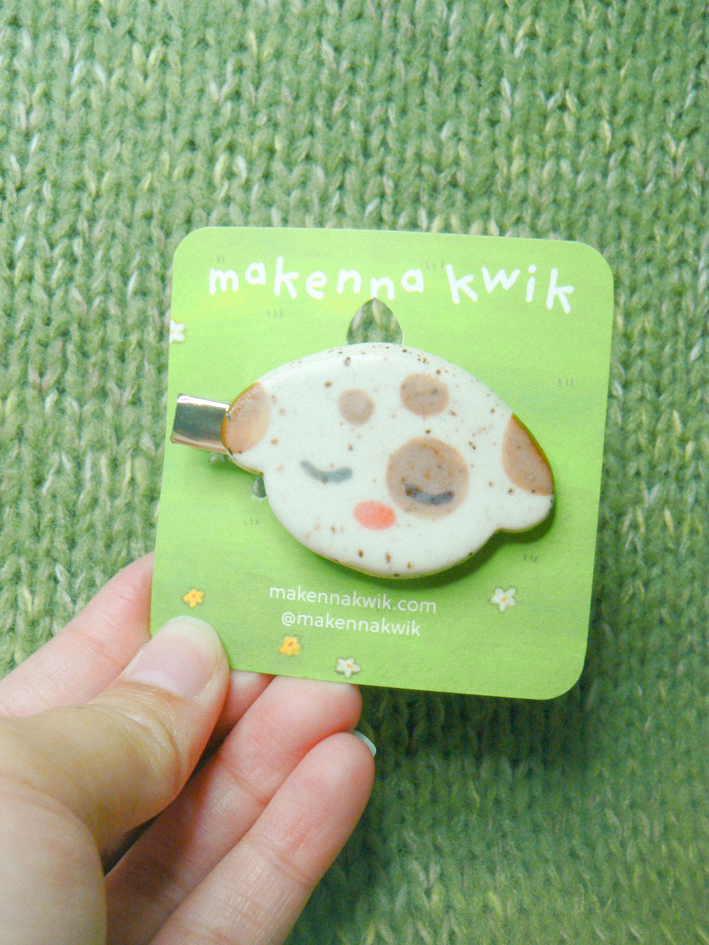 Ceramic Hair Clip - Spotty Doggy