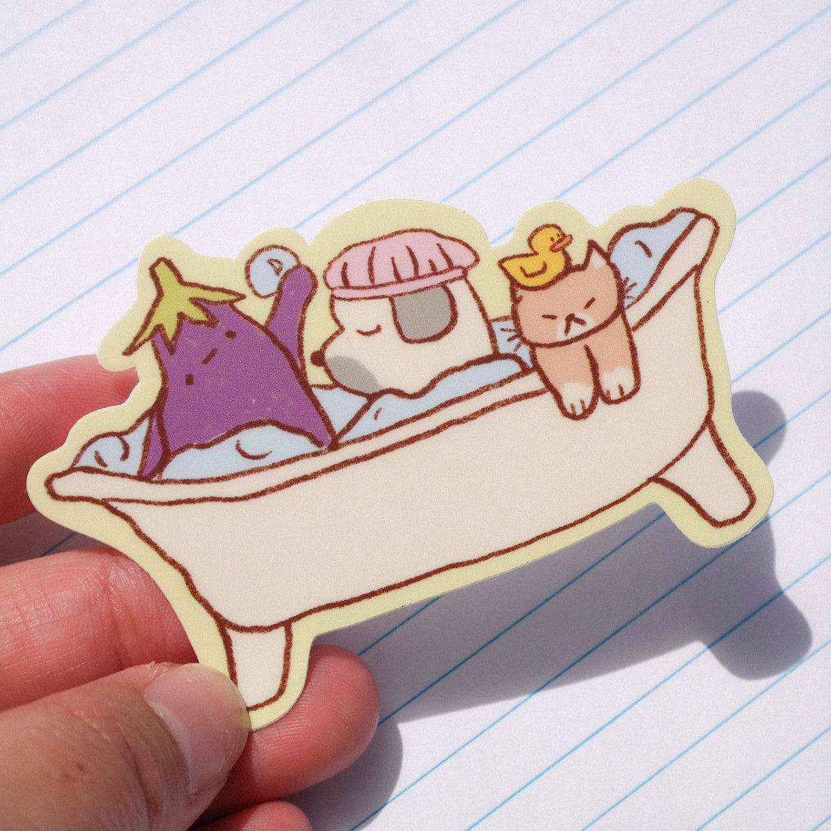 playdate! Guys in Bathtub Matte Vinyl Sticker