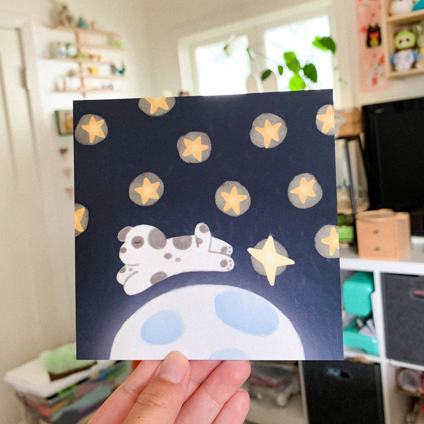 Over the Moon Mini Square Postcard Art Print