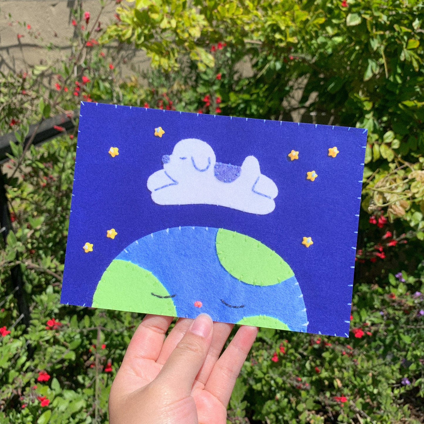 Hello World Felt Series 5x7 Postcard Print