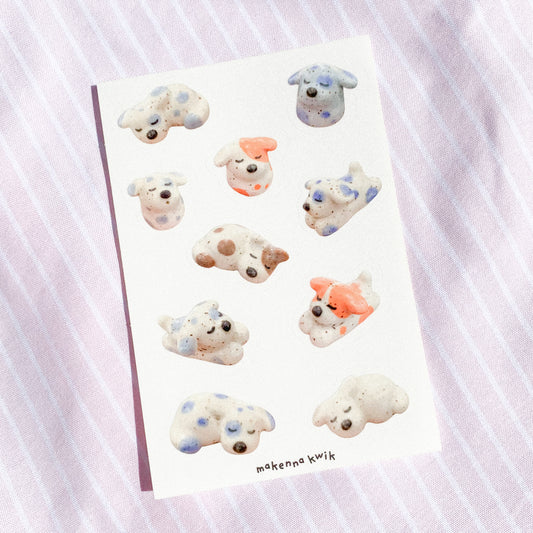 Clay Doggies Clear Vinyl Sticker Sheet