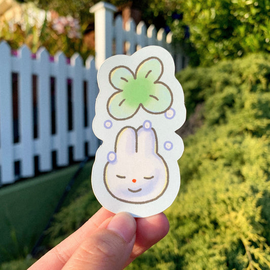 Clover Bunny Matte Vinyl Sticker