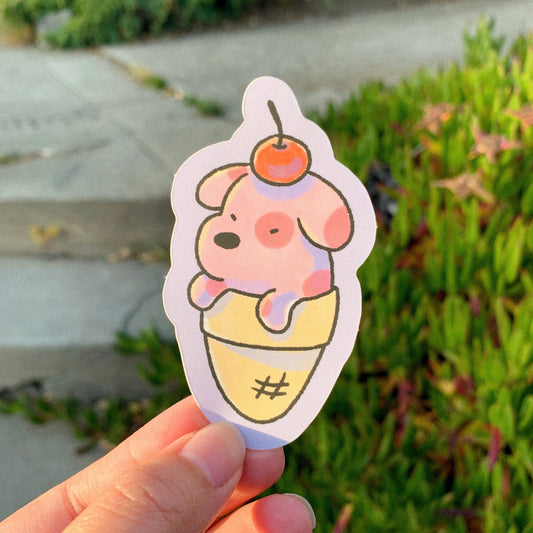 Ice Cream Doggy Matte Vinyl Sticker