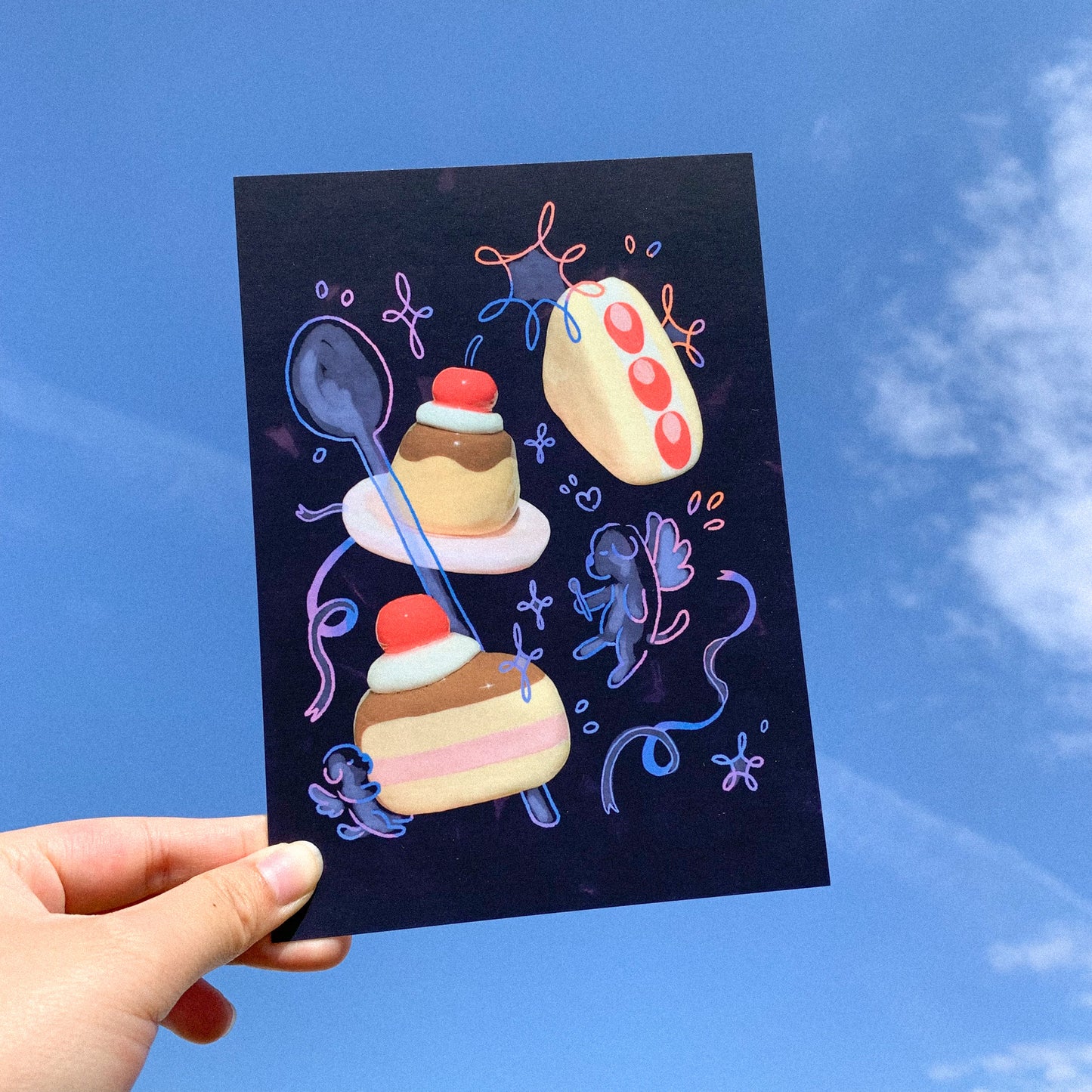 Dessert Doggies (Dark) 5x7 Postcard Print