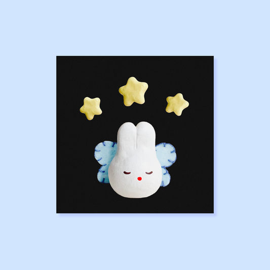 Angel Bunny Mini Square Postcard Art Print