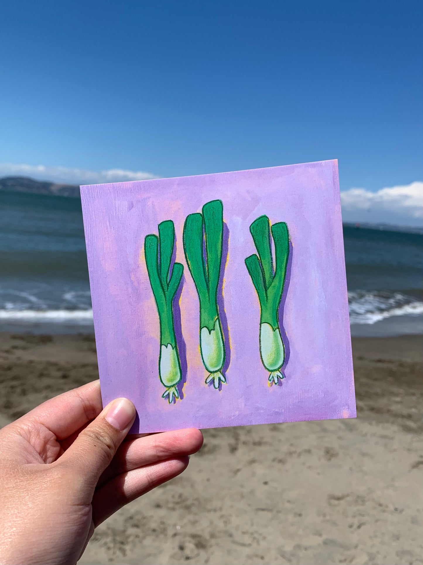 Green Onion Mini Square Postcard Art Print