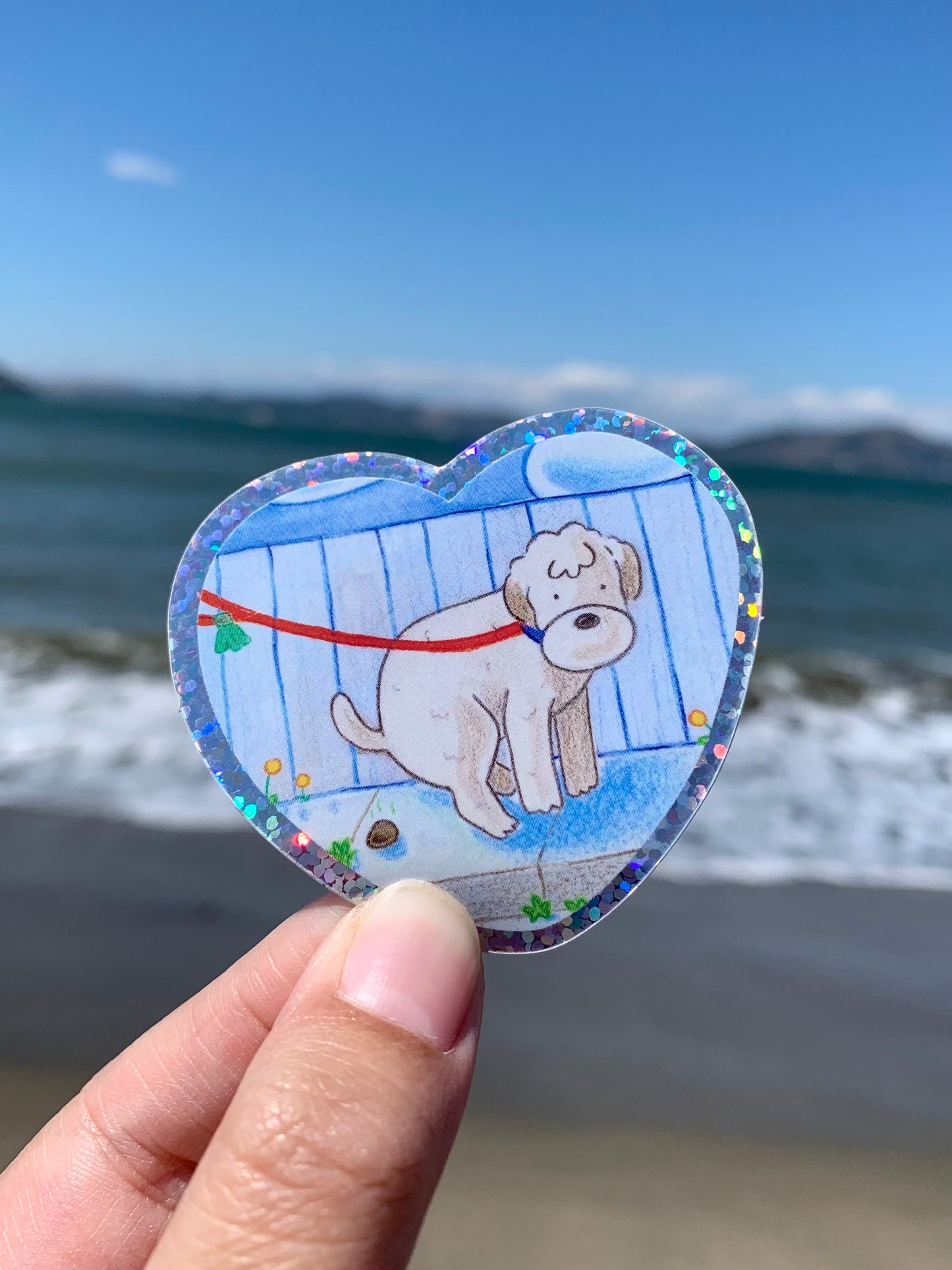 Poopy Dog Glitter Vinyl Sticker