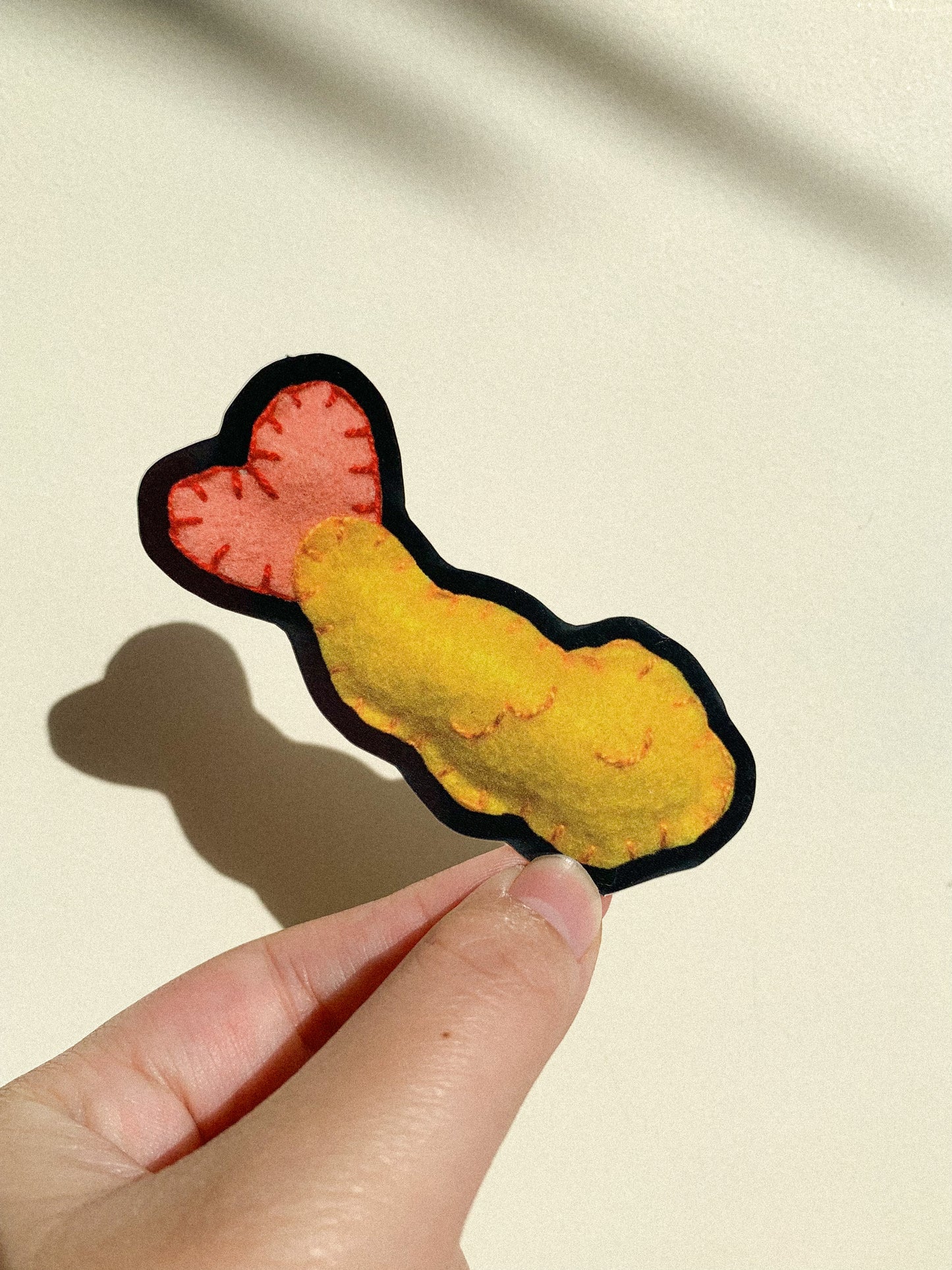Felt Shrimp Tempura Glossy Vinyl Sticker