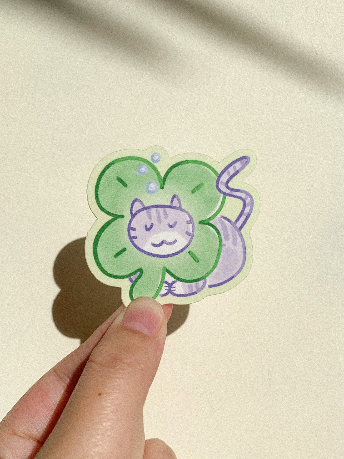 Clover Cat Matte Vinyl Sticker
