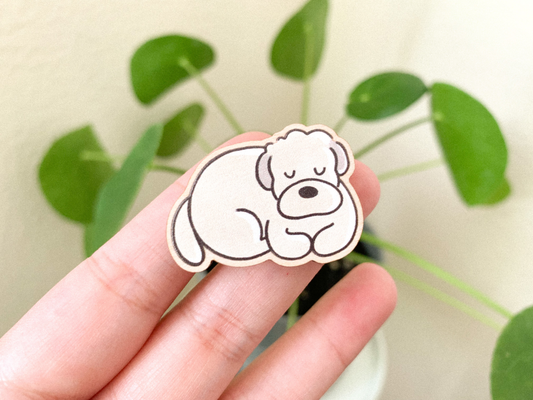 Sleepy Wheaten Wooden Pin