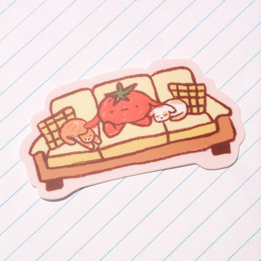 playdate! Guys on Couch Matte Vinyl Sticker