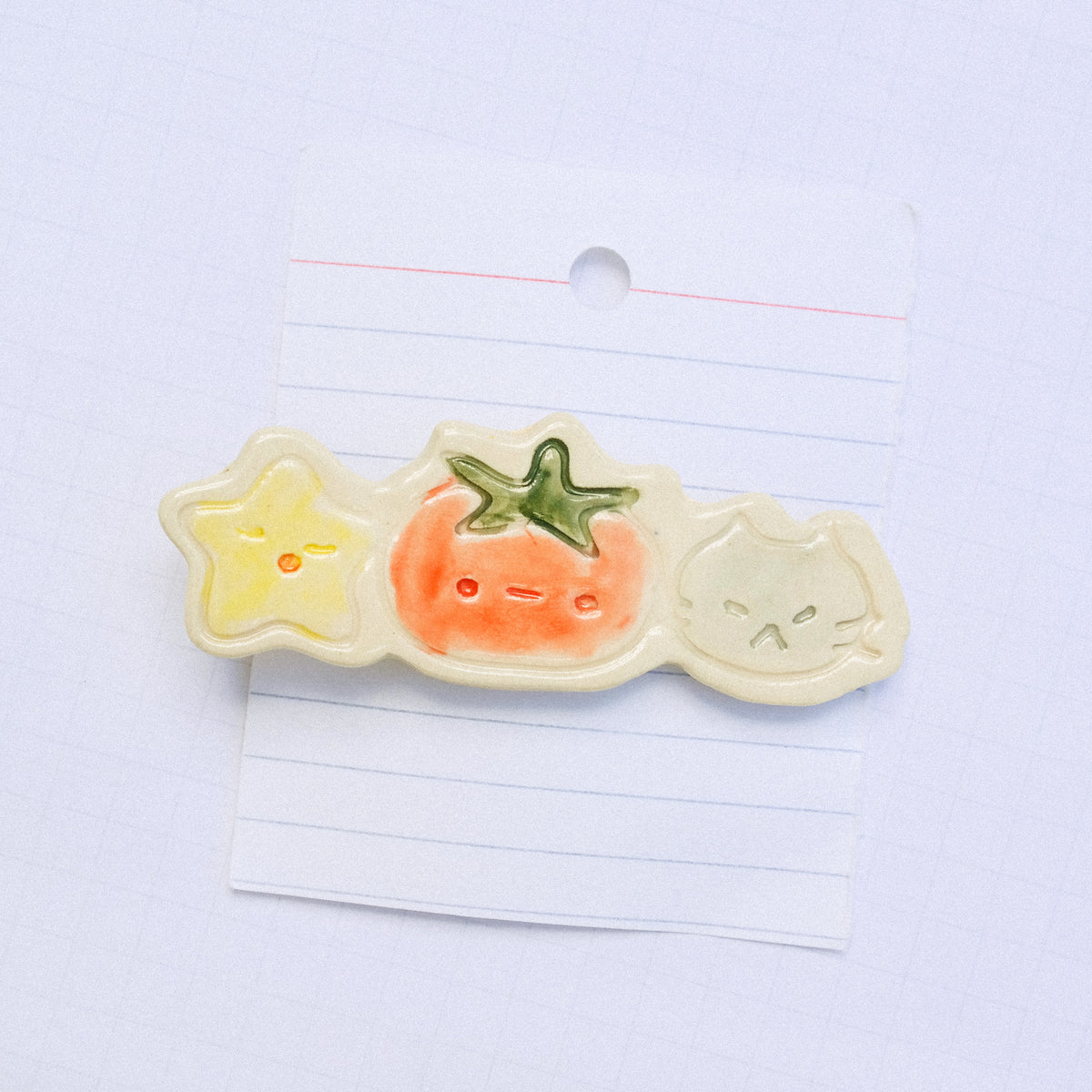 playdate! Star Tomato Cat Ceramic Hair Clip