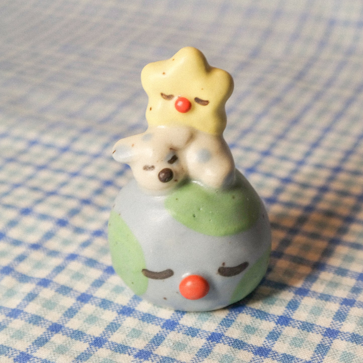 Star and Doggy and Earth Stack Ceramic Figurine