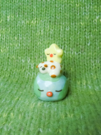 Star and Doggy and Earth Stack Ceramic Figurine