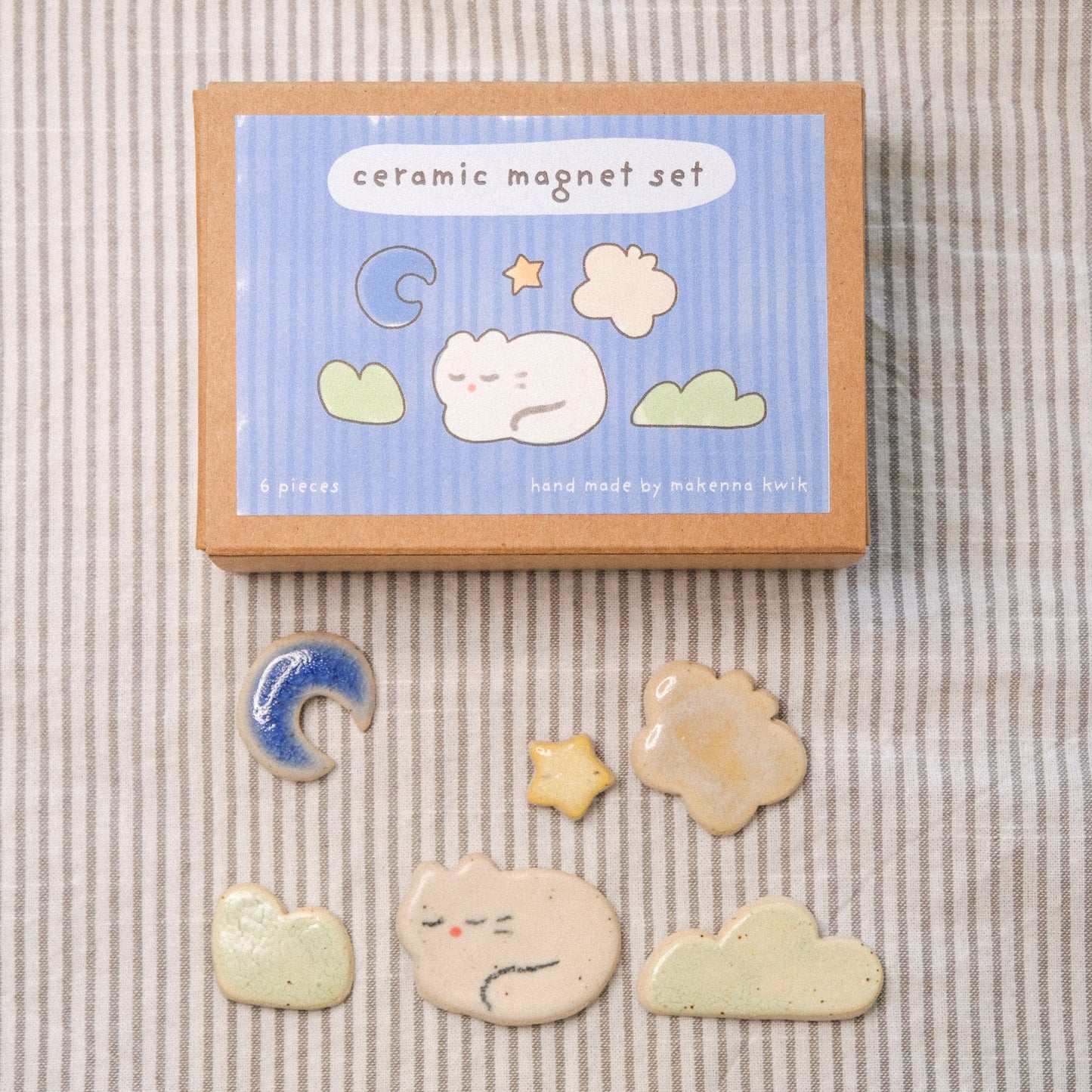 Ceramic Magnet Set - Sleepy Cat