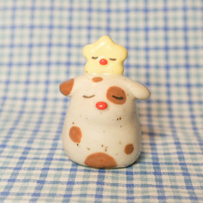 Fancy Stump Dog Ceramic Figurine