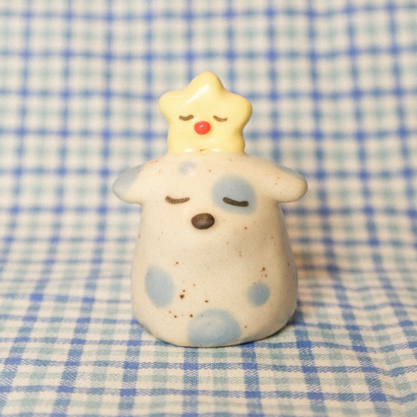 Fancy Stump Dog Ceramic Figurine