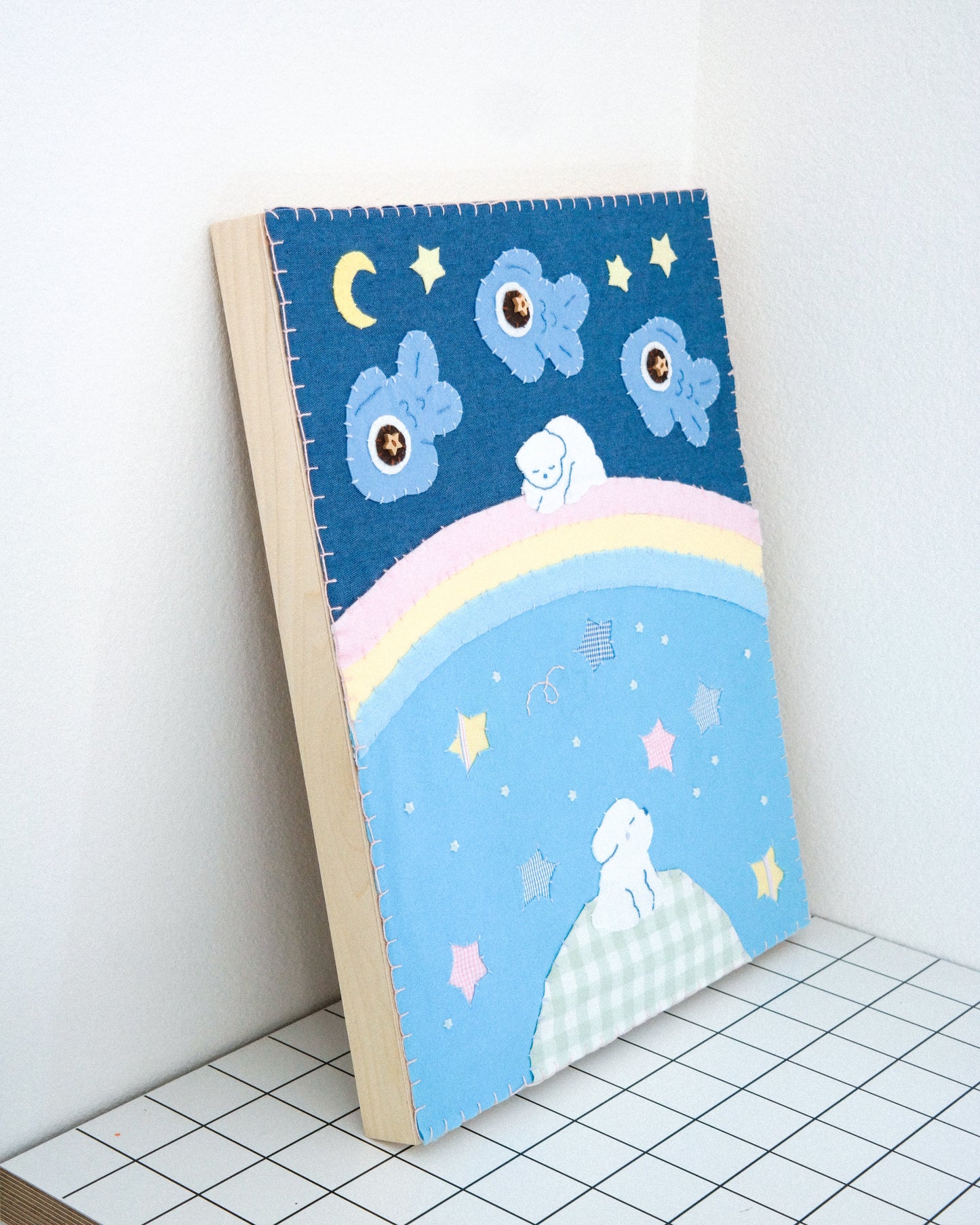 "Best Playmates" Handmade Felt Original Artwork