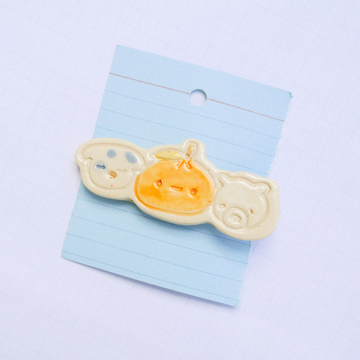 playdate! Dog Orange Bear Ceramic Hair Clip