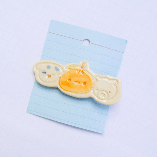 playdate! Dog Orange Bear Ceramic Hair Clip
