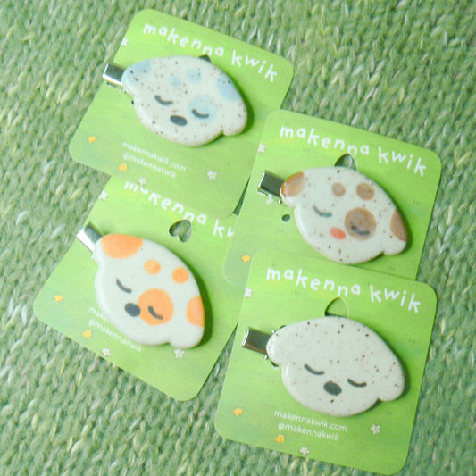 Ceramic Hair Clip - Spotty Doggy