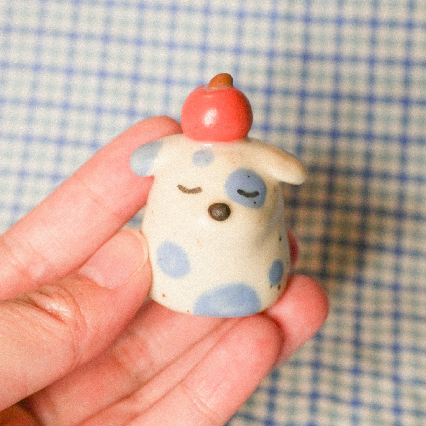 Fancy Stump Dog Ceramic Figurine