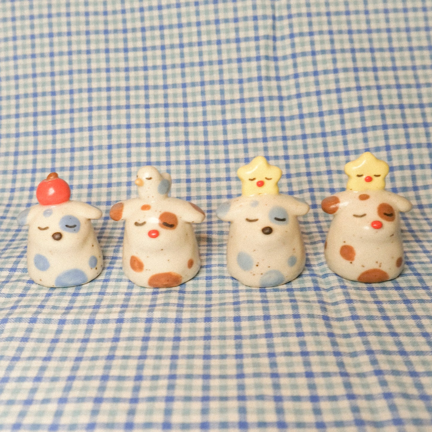 Fancy Stump Dog Ceramic Figurine