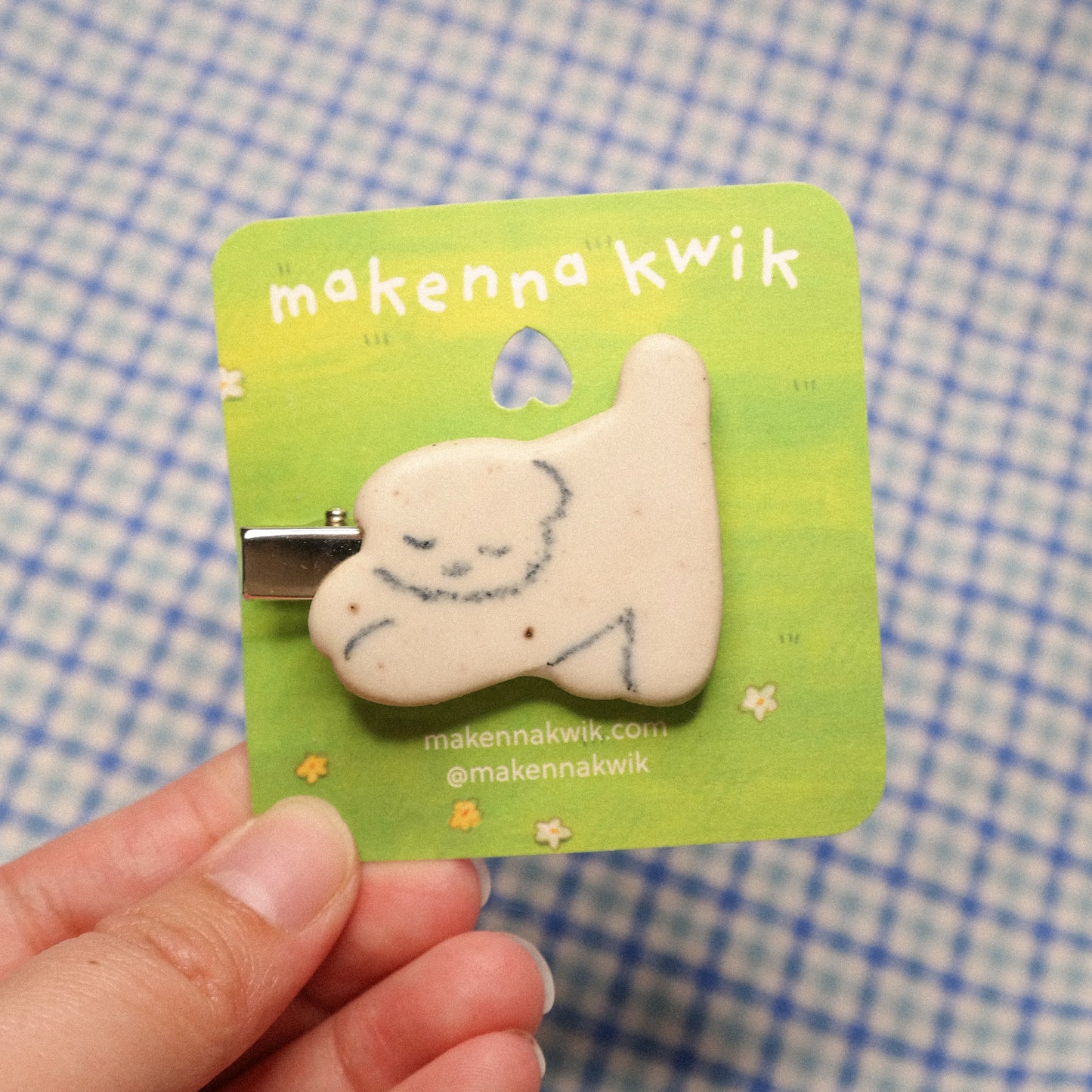 Ceramic Hair Clip - Play Bow Puppy