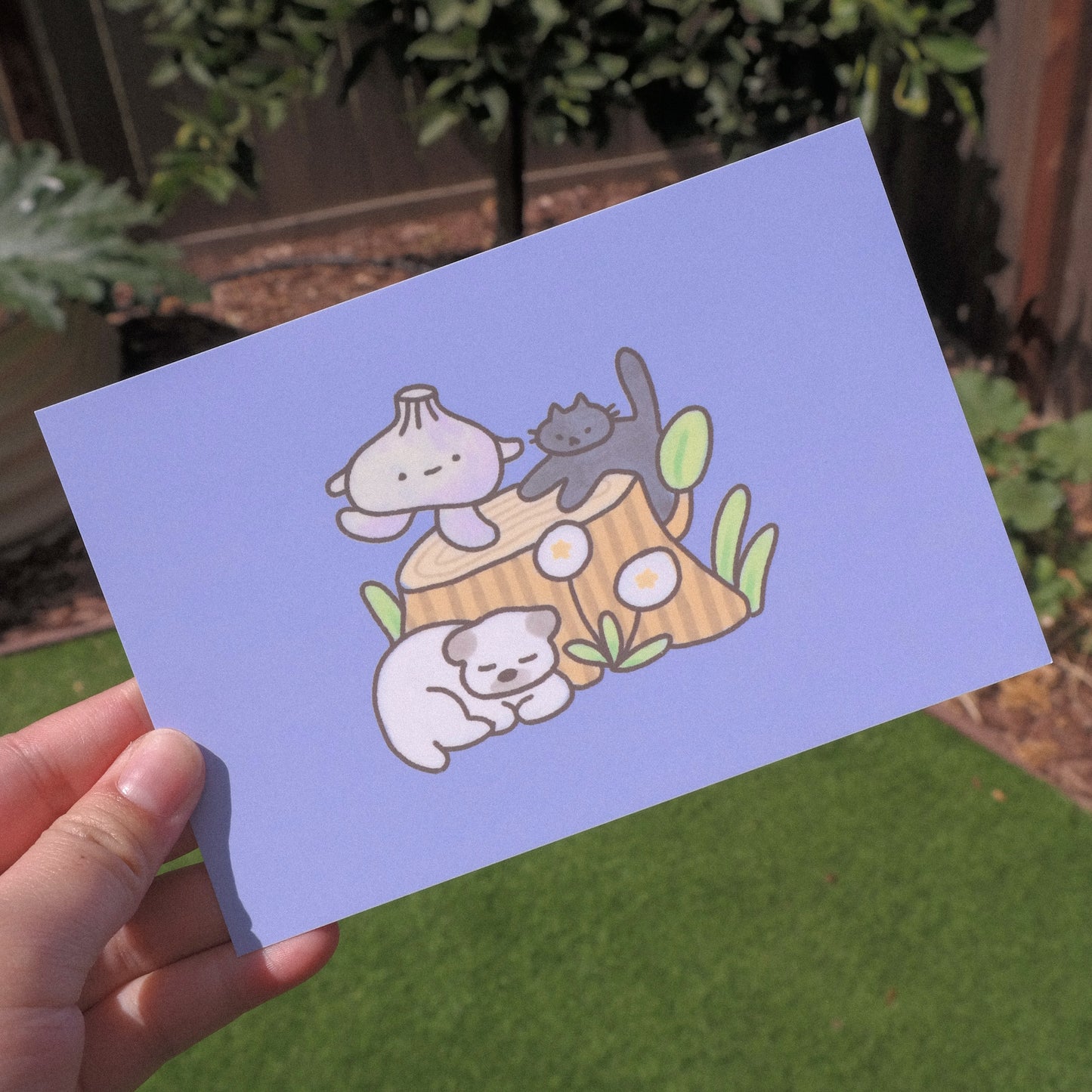 playdate! Guys on Stump Postcard Print