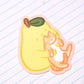 playdate! Pear and Stretching Cat Matte Vinyl Sticker