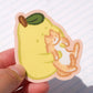 playdate! Pear and Stretching Cat Matte Vinyl Sticker