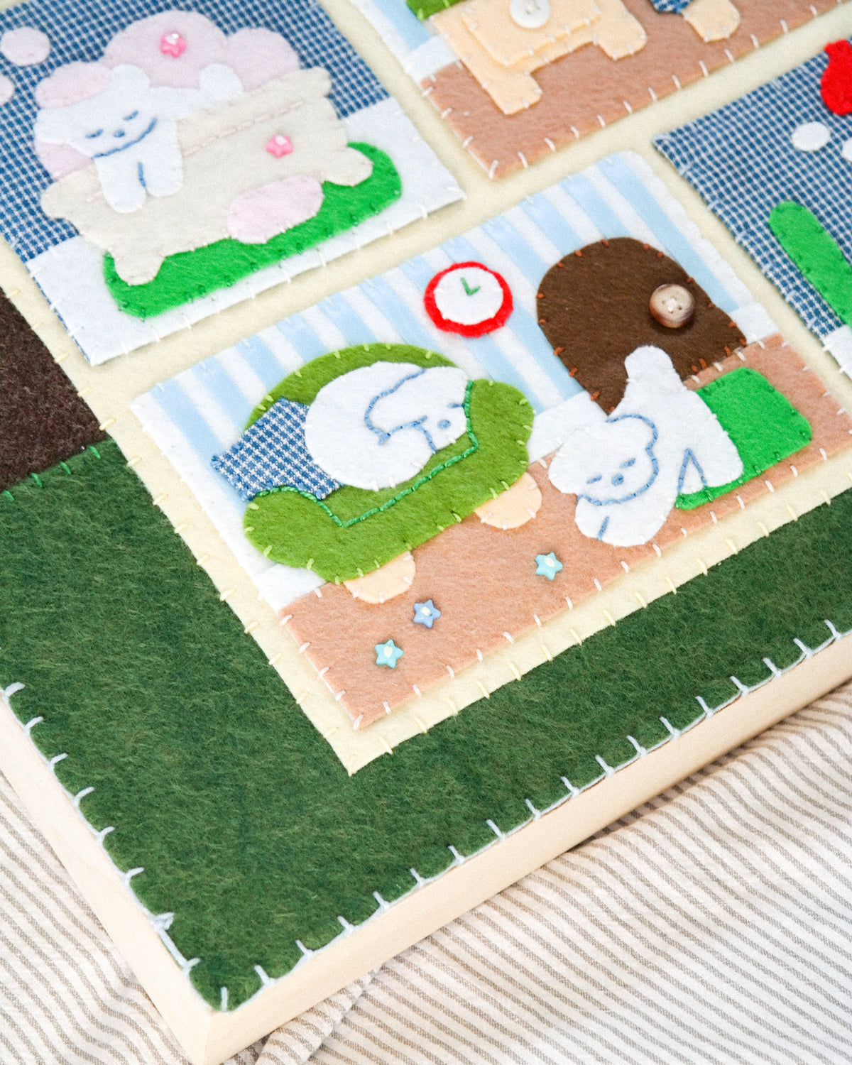 "The Puppy House" Handmade Felt Original Artwork