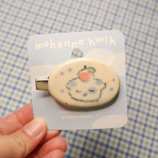 Ceramic Hair Clip - Peach Dog