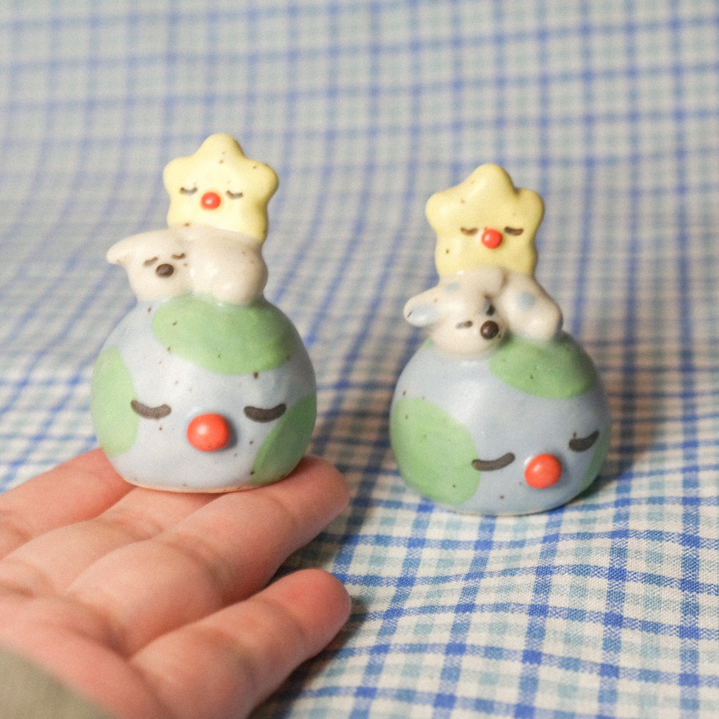 Star and Doggy and Earth Stack Ceramic Figurine