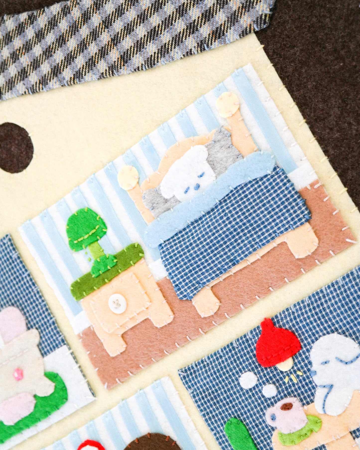 "The Puppy House" Handmade Felt Original Artwork