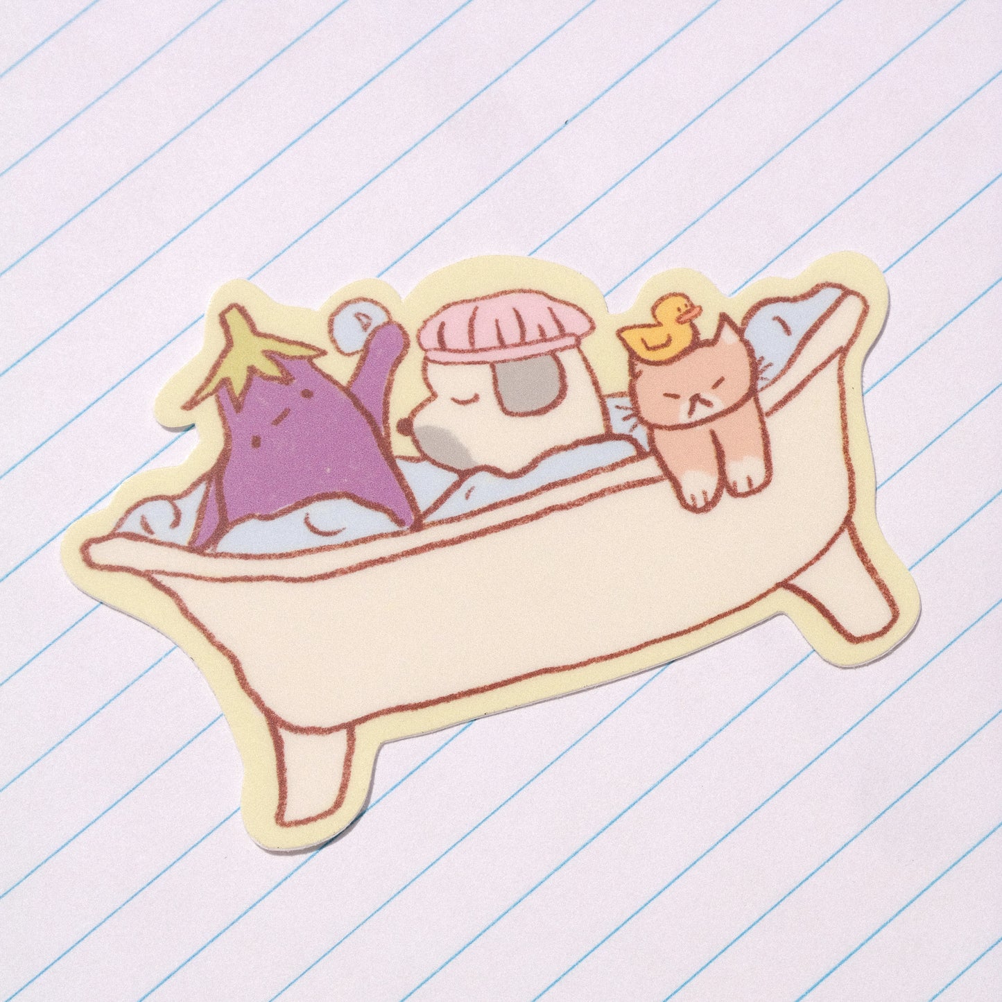 playdate! Guys in Bathtub Matte Vinyl Sticker