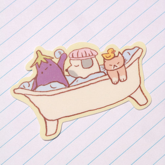 playdate! Guys in Bathtub Matte Vinyl Sticker