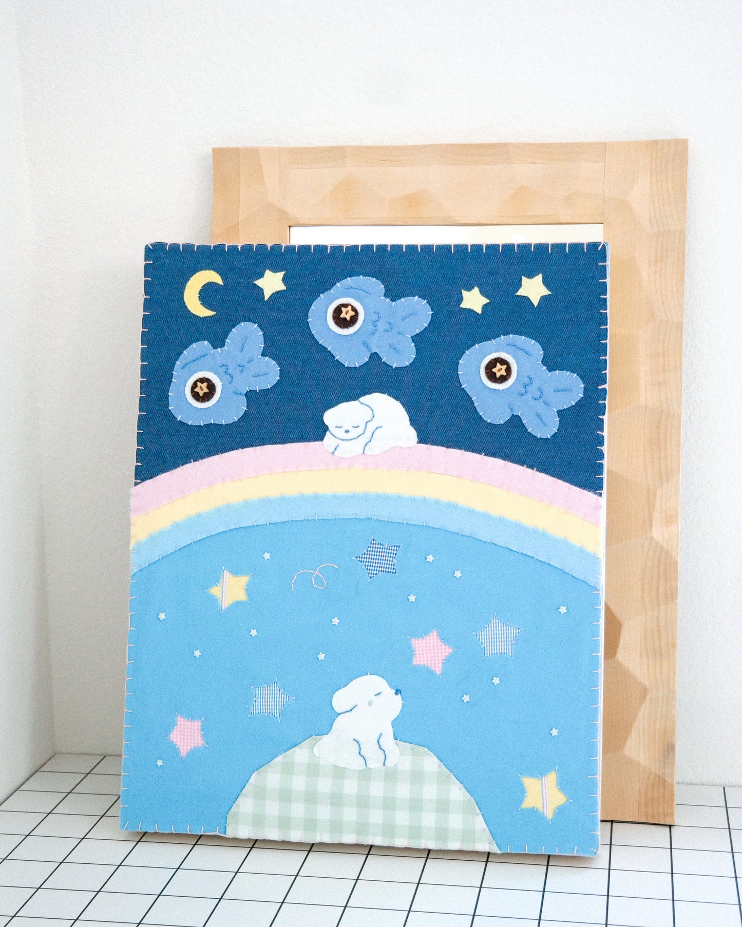 "Best Playmates" Handmade Felt Original Artwork