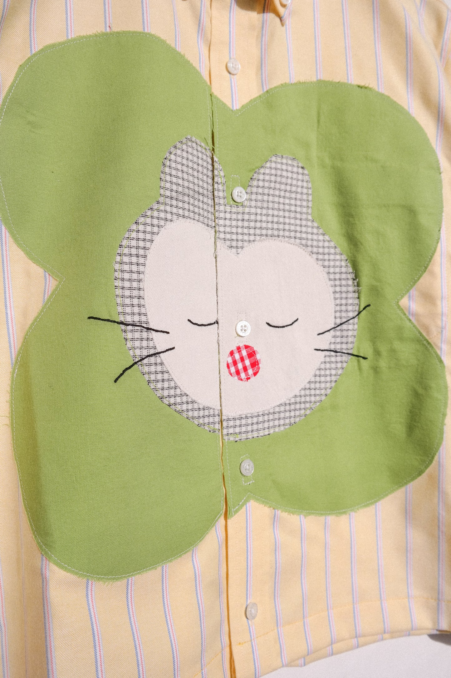 Upcycled Cat Appliqué Shirt