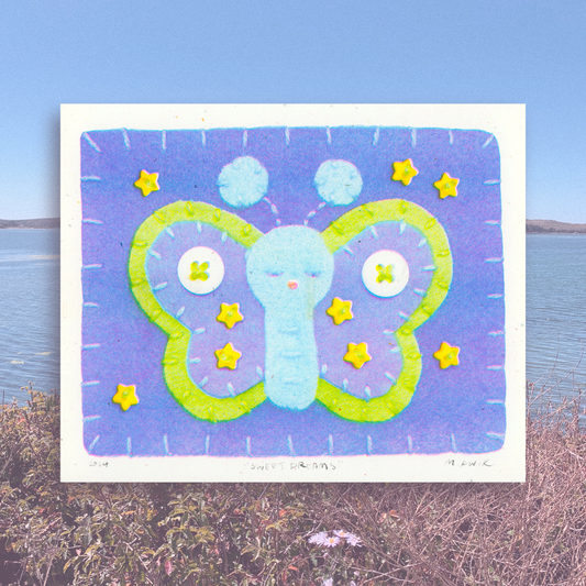 Felt Butterfly Risograph Art Print