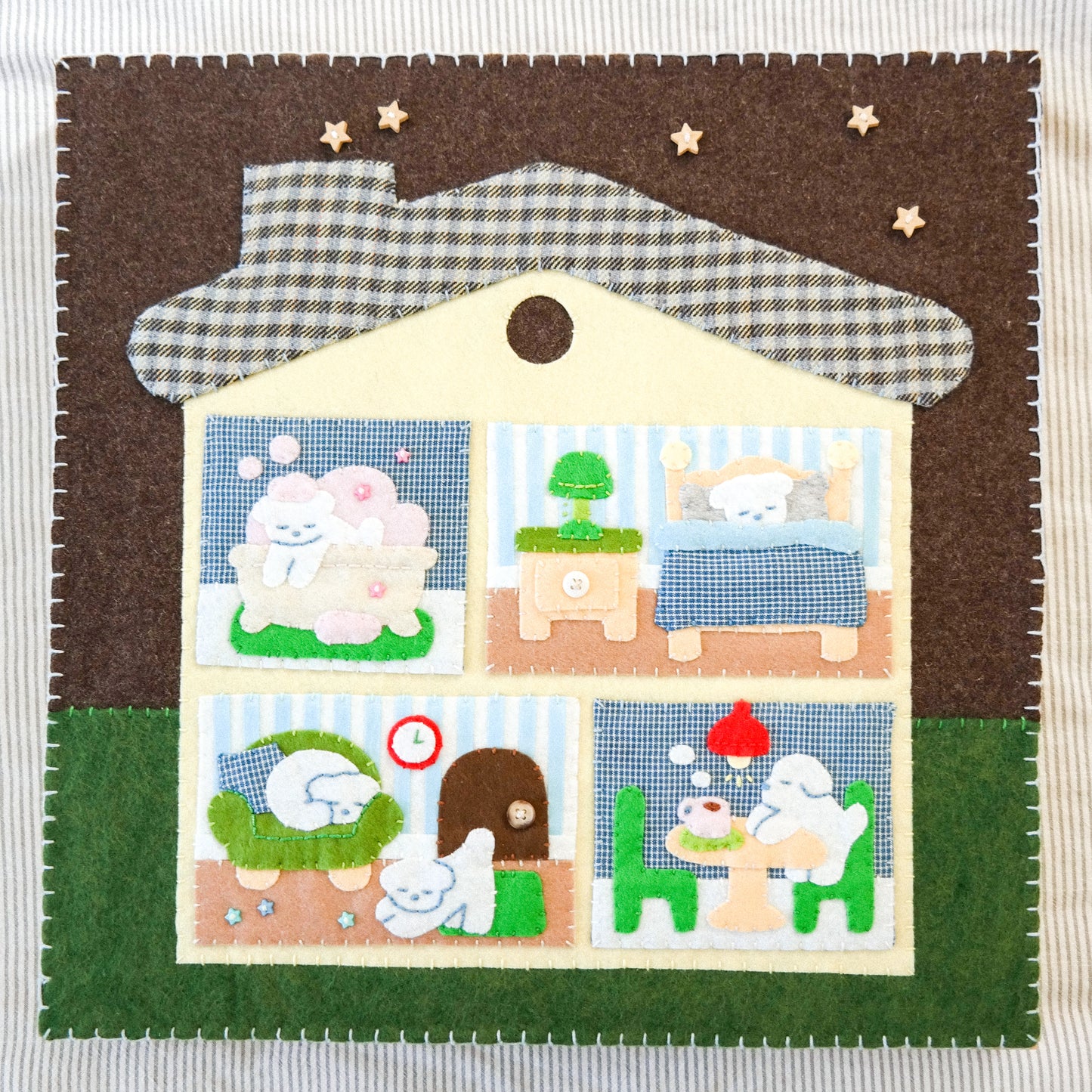 "The Puppy House" Handmade Felt Original Artwork