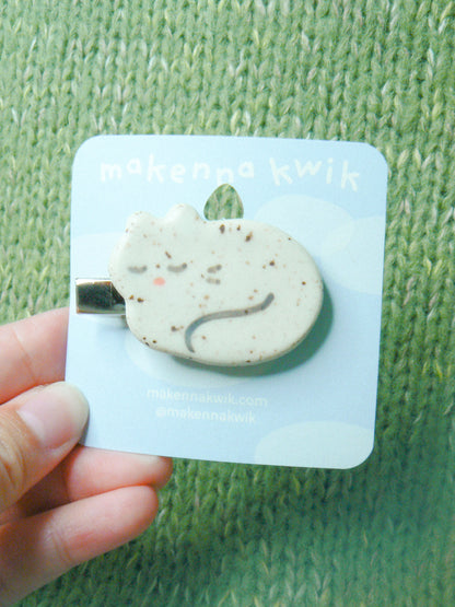 Ceramic Hair Clip - Loaf Cat
