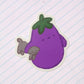 playdate! Eggplant and Dog Matte Vinyl Sticker