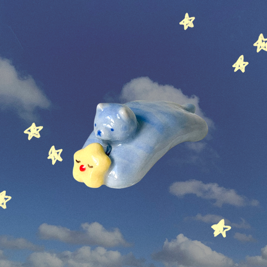 Woody Makes Things x Makenna Kwik Ceramic Figurine - Blue Kitty and Star